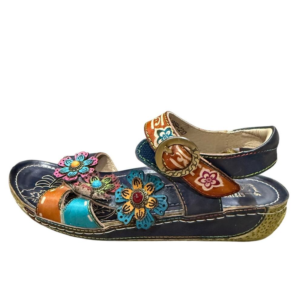 Spring Step Women's L'Artiste Ajva Sling Back Leather Sandals Art To Wear SZ 39